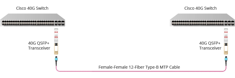 MTP Compatible Om3 MPO to MPO Optic Fiber Cable for Qsfp+Transceivers 5g Communications Type B