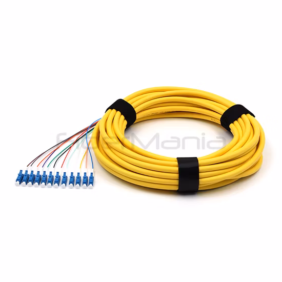 Excellente endurance mécanique LC APC Upc 12 Core Patch à fibre optique monomode Pigtail pour équipement de test de fibre, CATV, télévision par câble